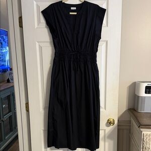 Elle black Gathered Waist Midi Dress